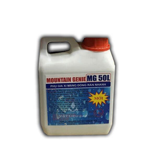 Mountain Genie MG50L Phụ gia xi măng đóng rắn nhanh là chất lỏng đặc biệt được sử dụng kết hợp với xi măng tạo ra vữa đóng rắn nhanh, cường độ cao, bám dính