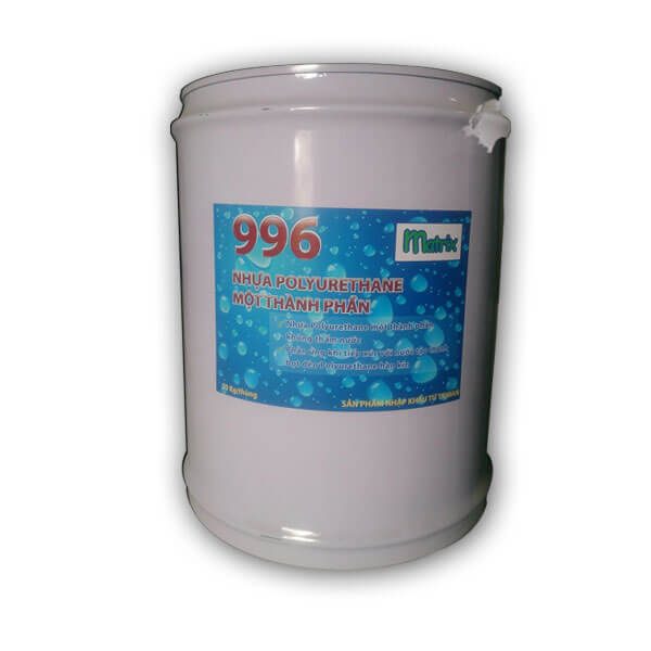 Nhựa PU 996 là nhựa polyurethane một thành phần không thấm nước. Phản ứng khi tiếp xúc với nước tạo thành bọt dẻo polyurethane hàn kín.